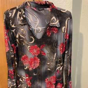 Nice Lady Red and Black Blouse